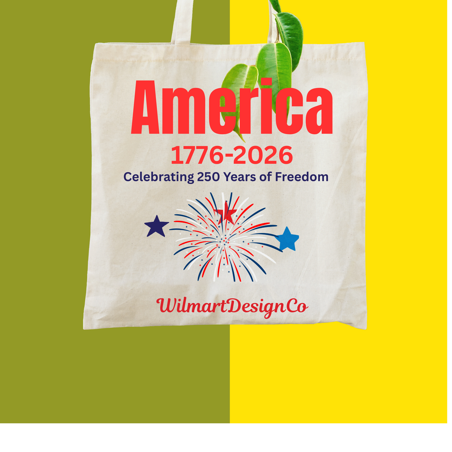 America Tote Bag – Patriotic 1776–2026 Fireworks Design 4th of July Gift