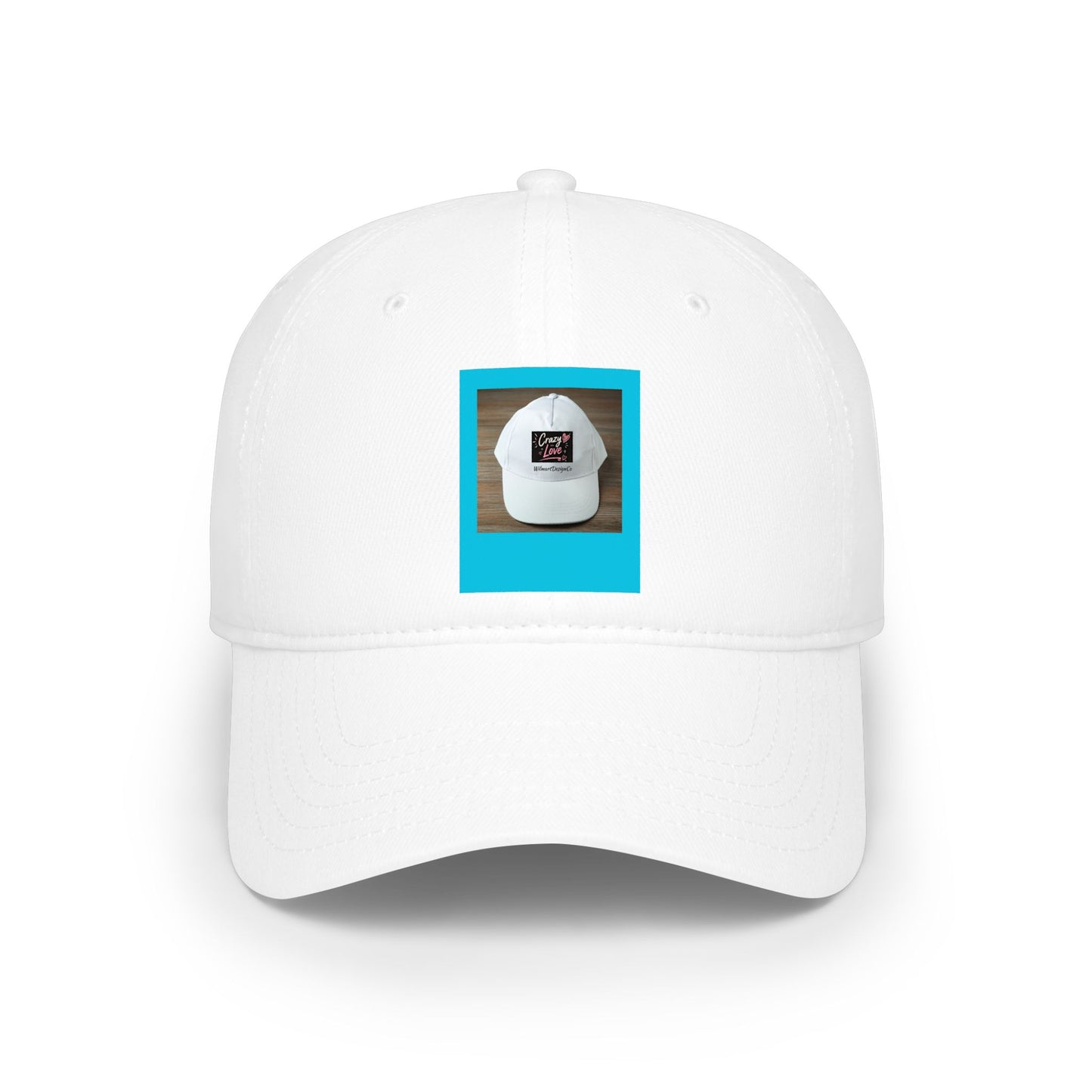 Crazy Love Hat| White Baseball Cap with Color Block Photo Patch — Casual Everyday Hat