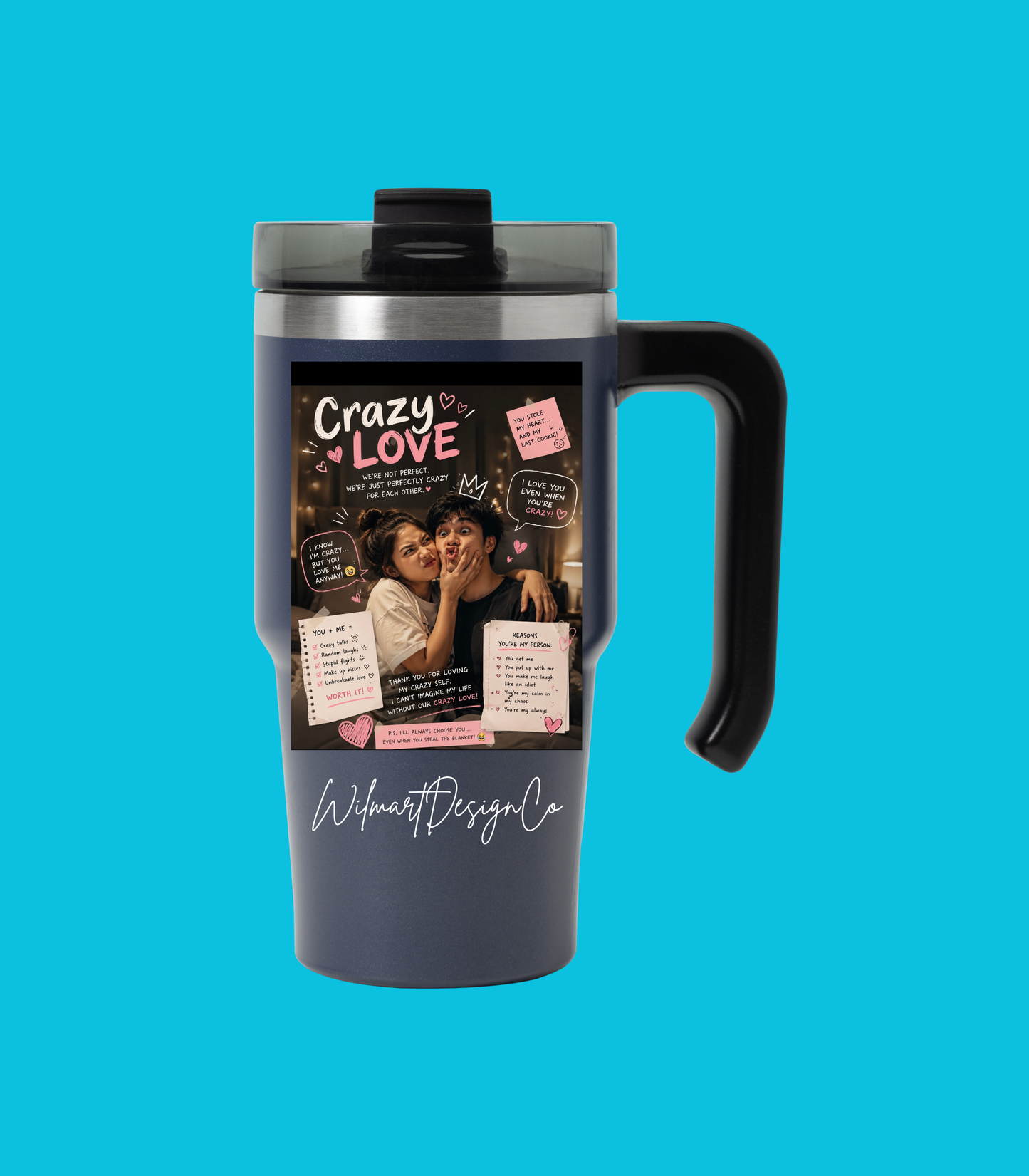 Crazy Love Tumbler 20oz Travel Mug – Vintage Photo Collage "Crazy in Love" Design