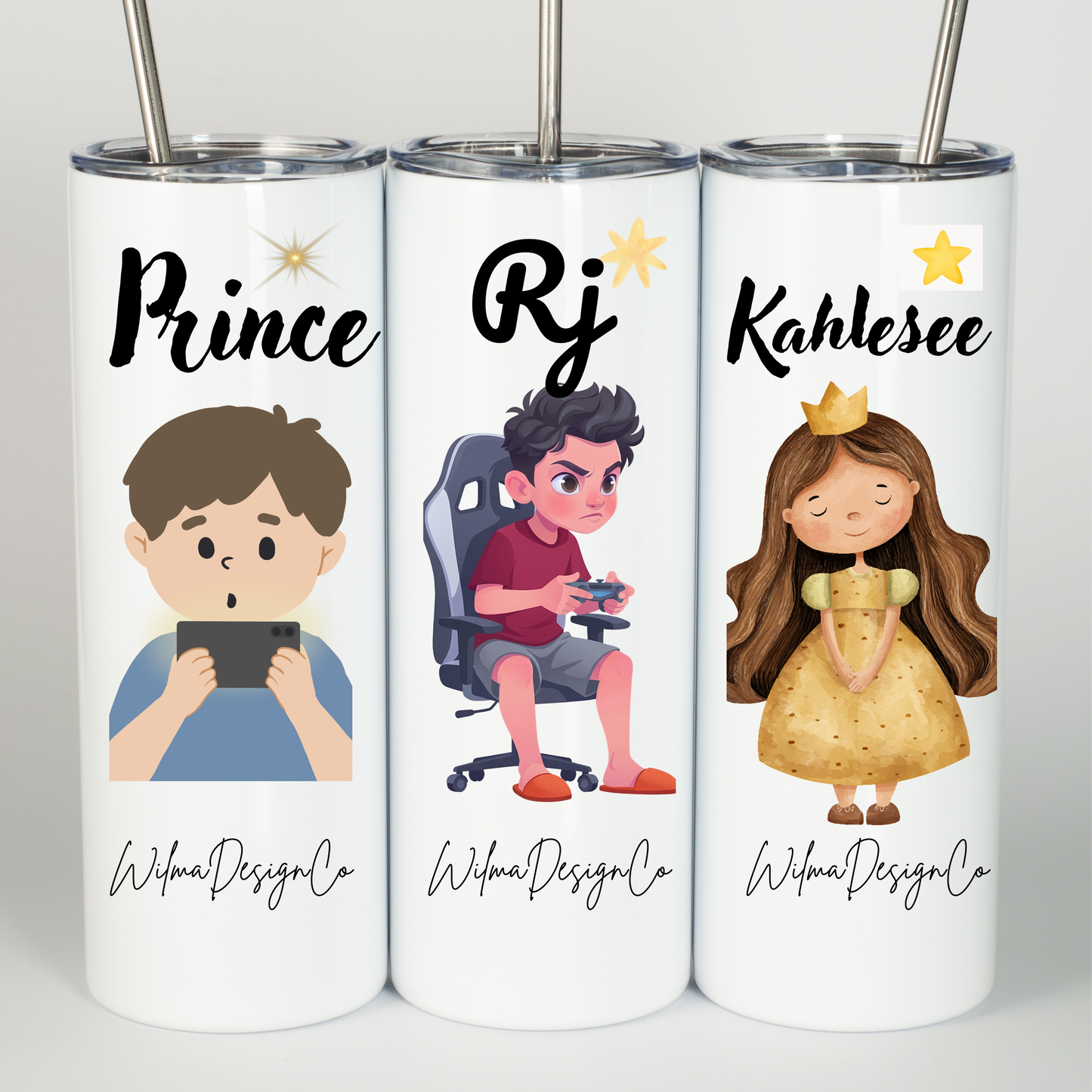 22oz Insulated Water Bottle – Personalized Cartoon Family Names Design