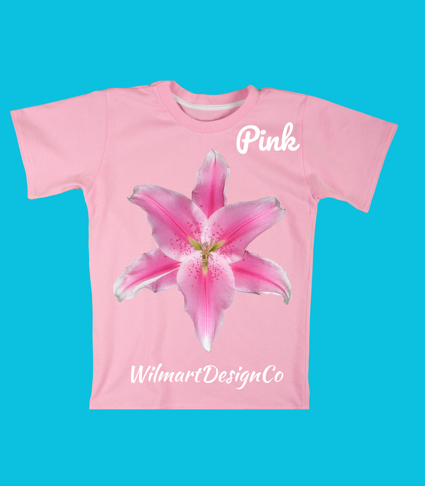 Pink Lily Graphic Tee — Floral 'Pink' Shirt for Women & Gifts