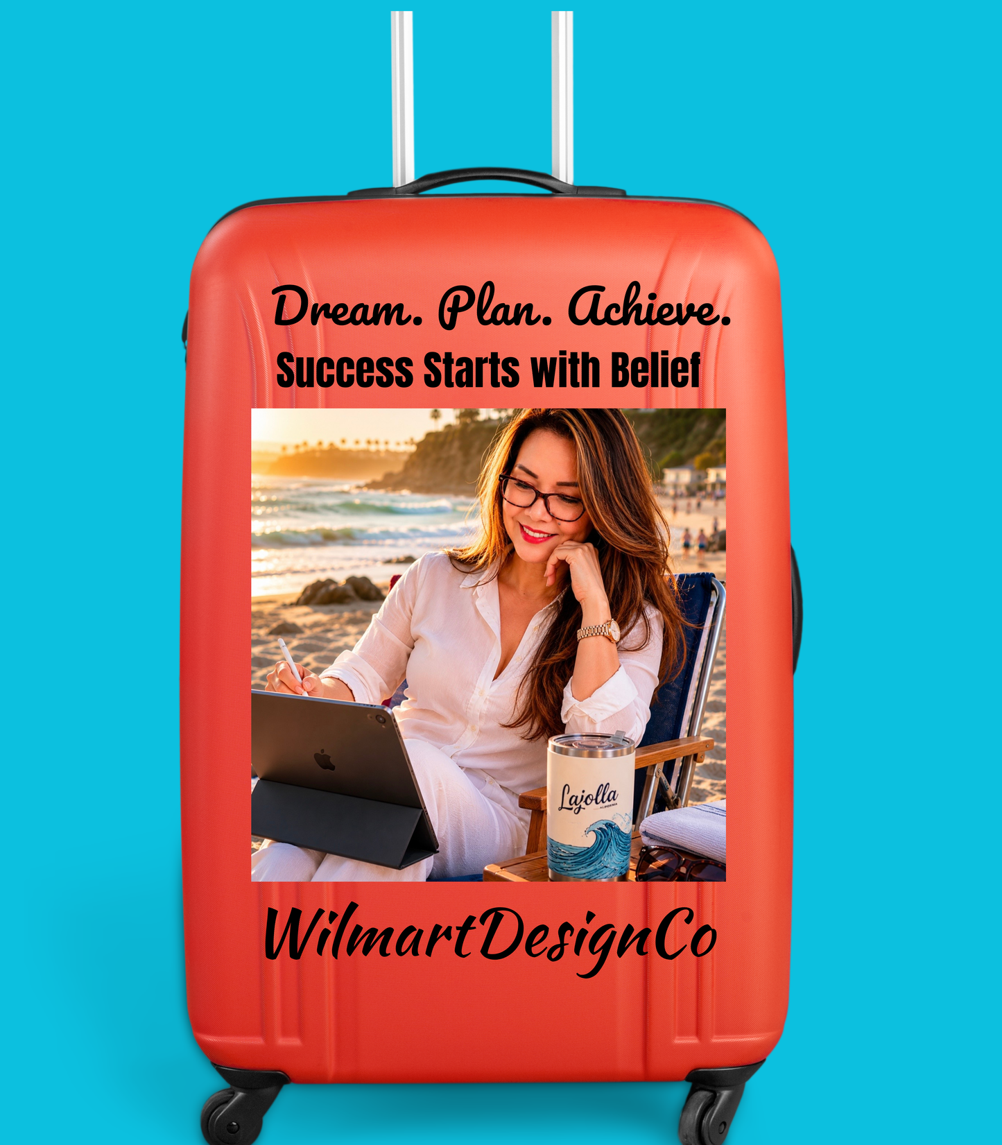 Inspirational Travel Luggage Cover – "Dream. Plan. Achieve. Success Starts with Belief" Motivational Design