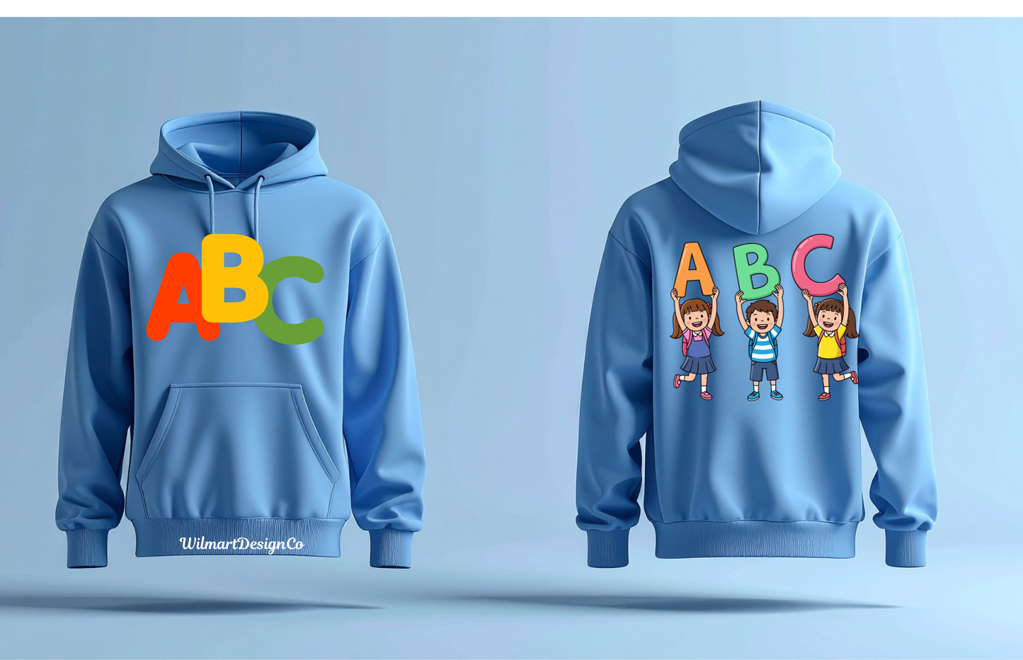 ABC Kids Hoodie| Kids Graphic Hoodie — Colorful Back-Print Letters (Youth Heavy Blend)