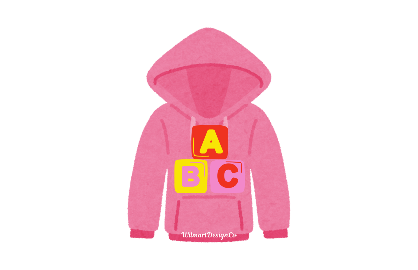 ABC Hoodie| Kids Pink Hoodie with ABC Blocks Graphic